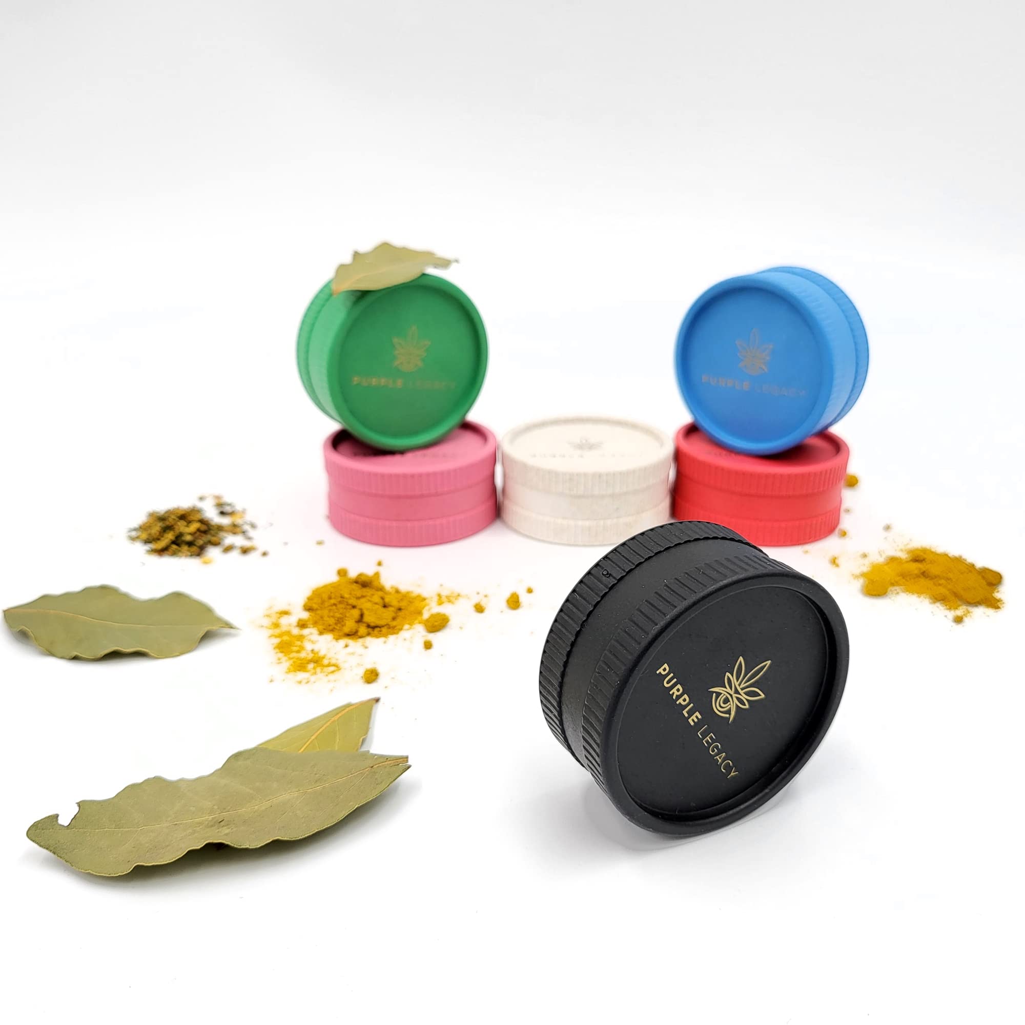 Premium Grinder Set Moulin à pollen maniable et pratique en fibres végétales Broyeur pour herbes, épices, épices ø 55x25 mm Eco broyeur bio en 2 parties pour herbes sèches et Spices