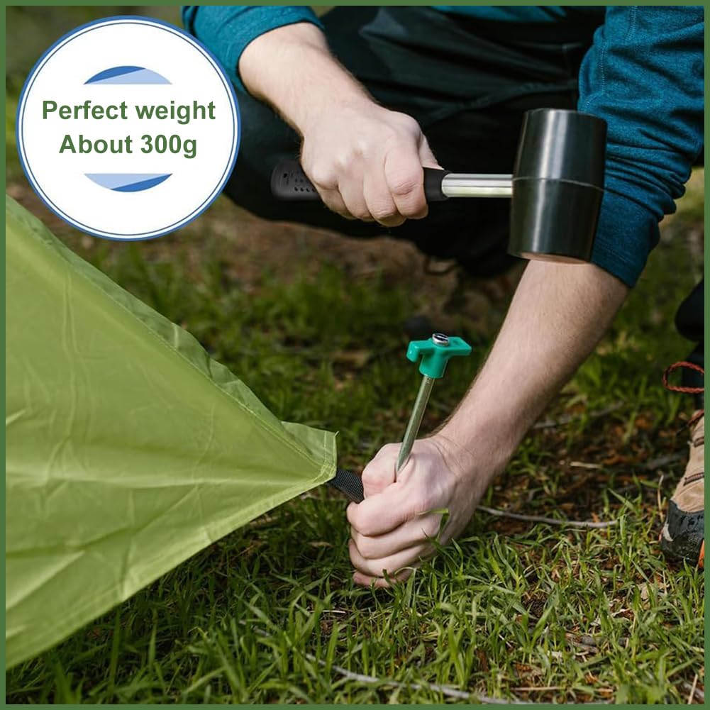 Martello in Gomma 300g, Martello da Campeggio, Accessori da Campeggio, Tenda e Outdoor, impugnatura Stabile e Antiscivolo, Martello Morbido per Artigianato e fai da te