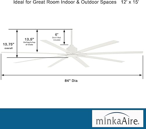 Miniatura 4 de Minka-Aire F896-84-WHF, Xtreme H2O Ventilador de techo de 84 pulgadas, acabado blanco plano con control remoto y control de pared adicional