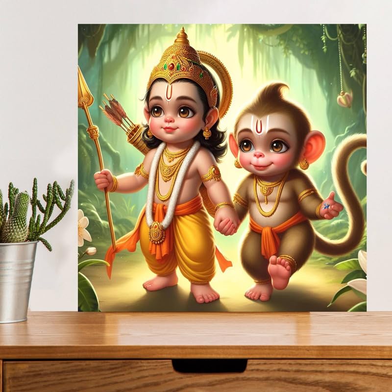 Image of British Terminal Cute little Bal Gopal Baby God Krishna| Kanha Ji | Laddu Lord Makhan Chor Painting Religious Poster for Pregnant Women for wall (matt thin vinyl,sticker,multicolor,unframed)| bj446