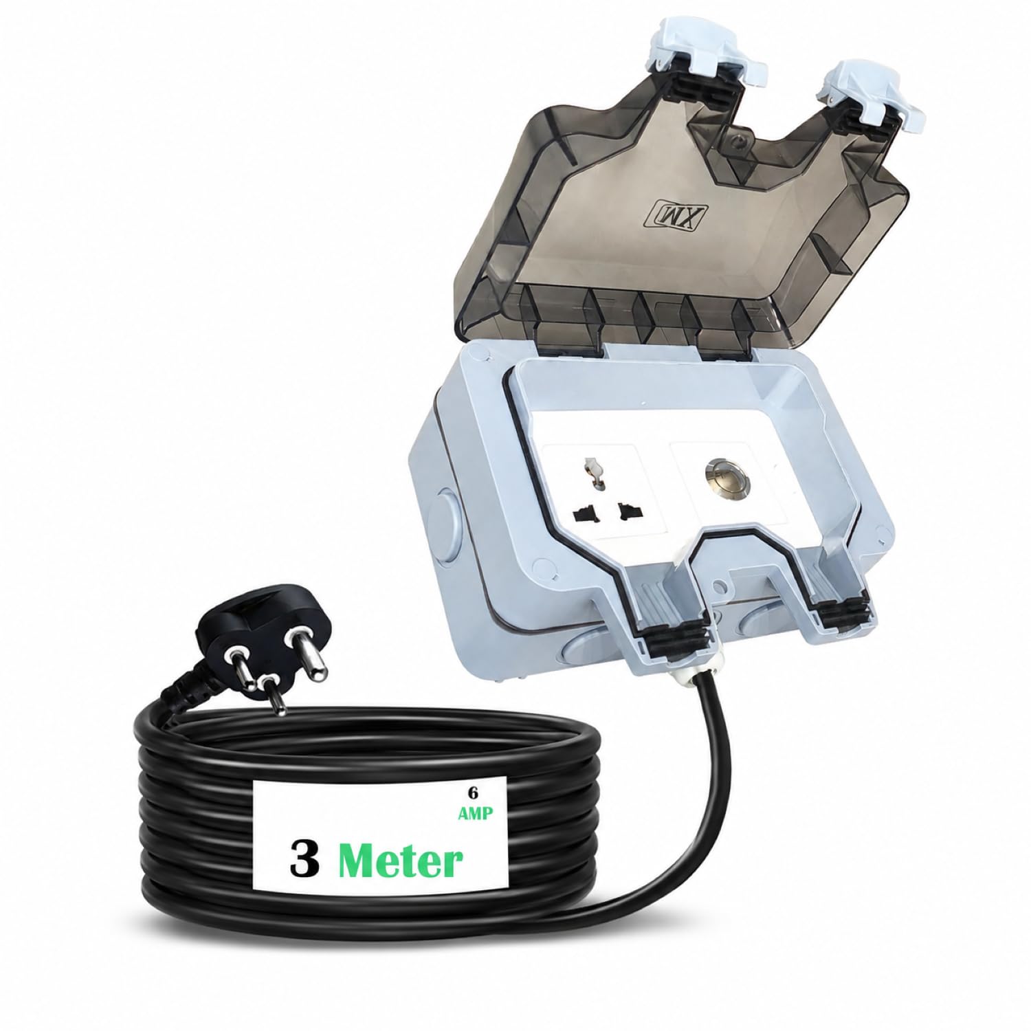 MX Smart WiFi Outdoor Socket Box Smart Plug 16A/6A with 3 M Heavy Duty Cord | IP Rated Weatherproof Protection | Works with Alexa, Google Home & Smart Life App | Garden & Balcony Use-image-2