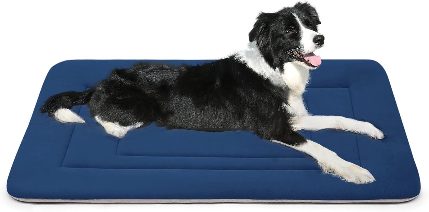 JoicyCo Dog Bed Soft Dog Crate Bed Pad Mat, 48 in Non Slip Bottom Washable Beds for Extra Large Dogs, Pet Bed Mattress Kennel Pad, Dark Gray