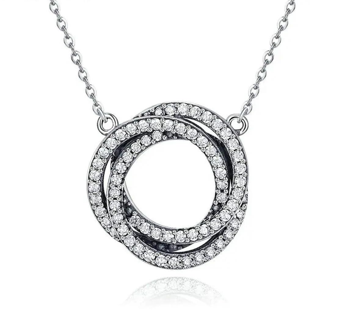Reale Argento Sterling 925 Minimalismo Geometrico Impilato Cerchio Ciondolo Collane per Le Donne Chiaro CZ Fine Jewelry