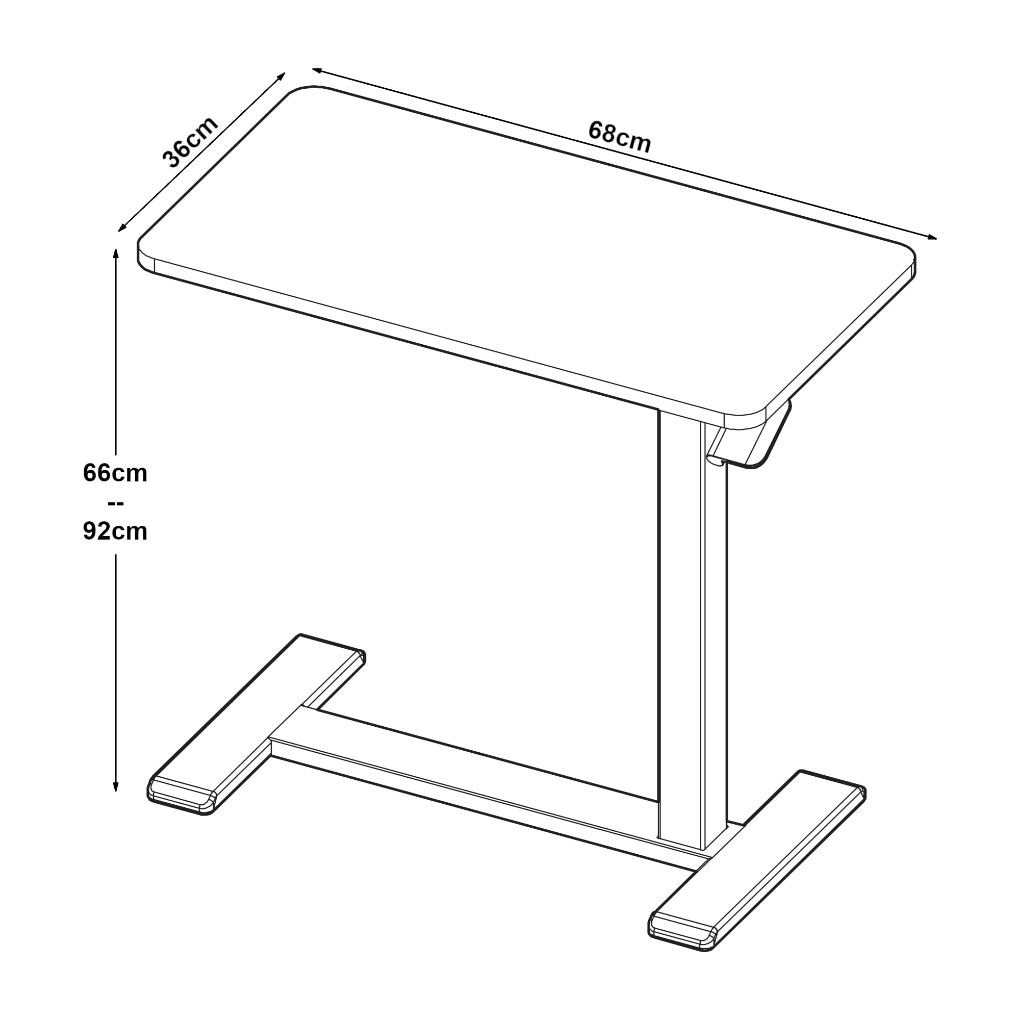 [en.casa] Stehpult höhenverstellbar Klirg Betttisch mit Rollen mobil Beistelltisch 66-92 x 68 x 36 cm Laptoptisch für Homeoffice Stehtisch Walnussoptik/Schwarz