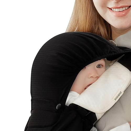 Miniatura 7 de Bebamour Portabebés suave para todas las posiciones, portabebés ajustable con 3 almohadillas de dentición y capucha (gris)