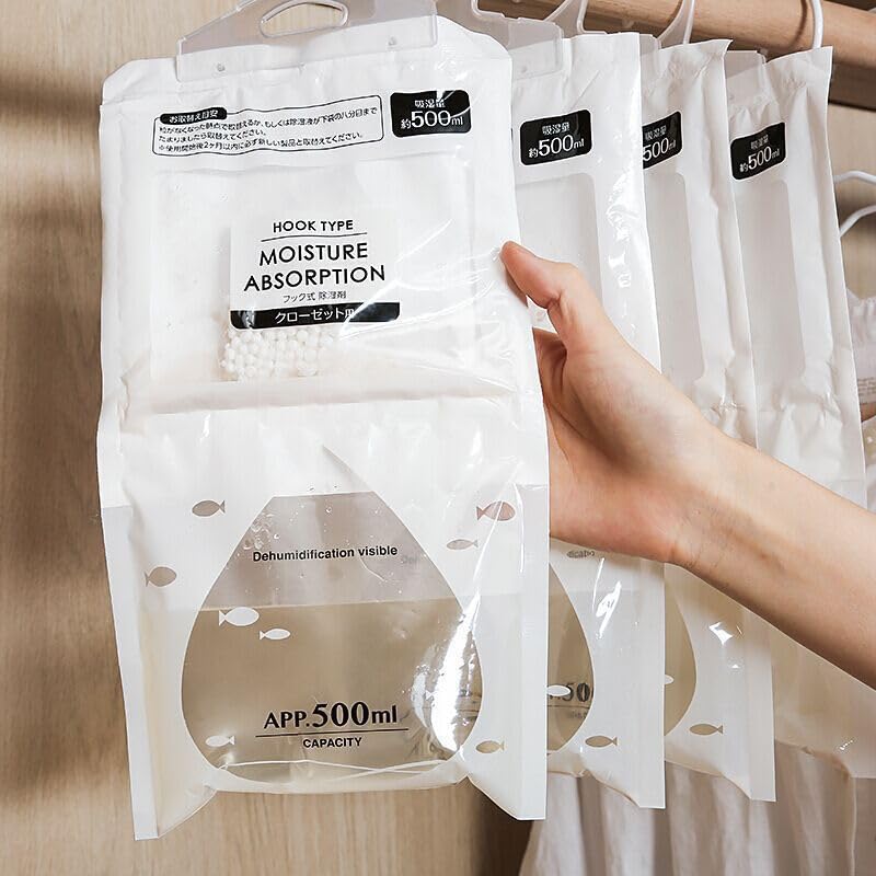 Deshumidificador granulado, adecuado para colgar, 400-500 ml, 4 bolsas