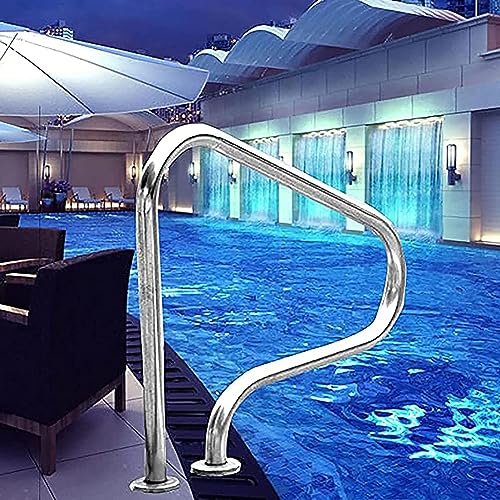 Pool Handrail 304 Stainless Material, Swimming Pool Hand Rail for In Ground Swimming Pools, Safety Hand Rail with Quick Mount Base (1.5mm)