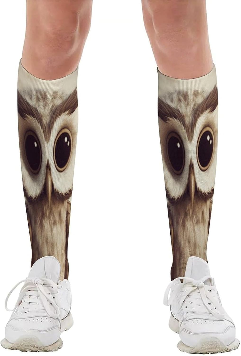 Cute Owl Mid-Calf Socks Women Warm Knee High Socks Cozy Hiking Skiing Soft Boot Mid Calf Stocking Unisex
