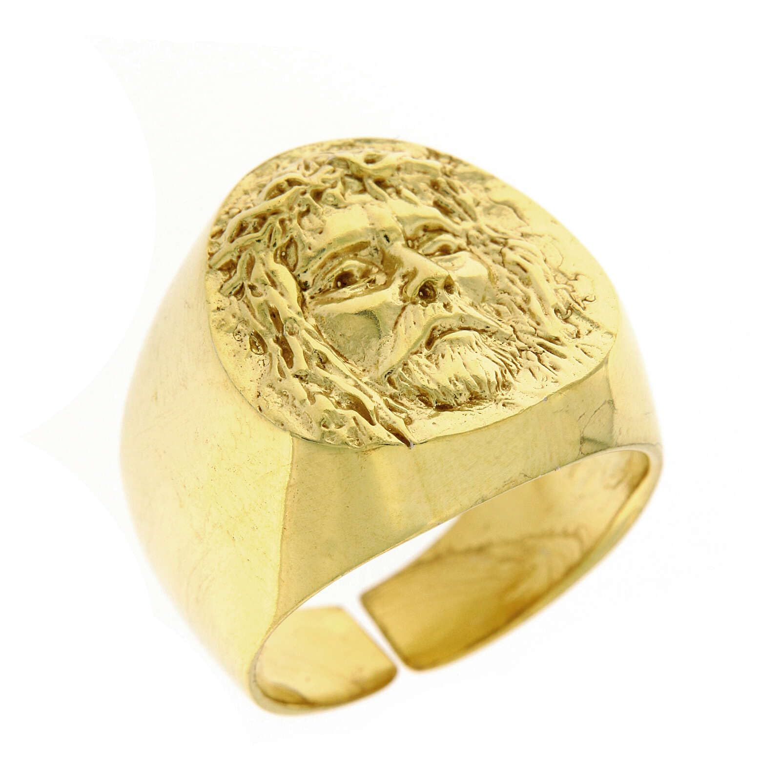 Anello per vescovi Argento 925 dorato Volto di Cristo