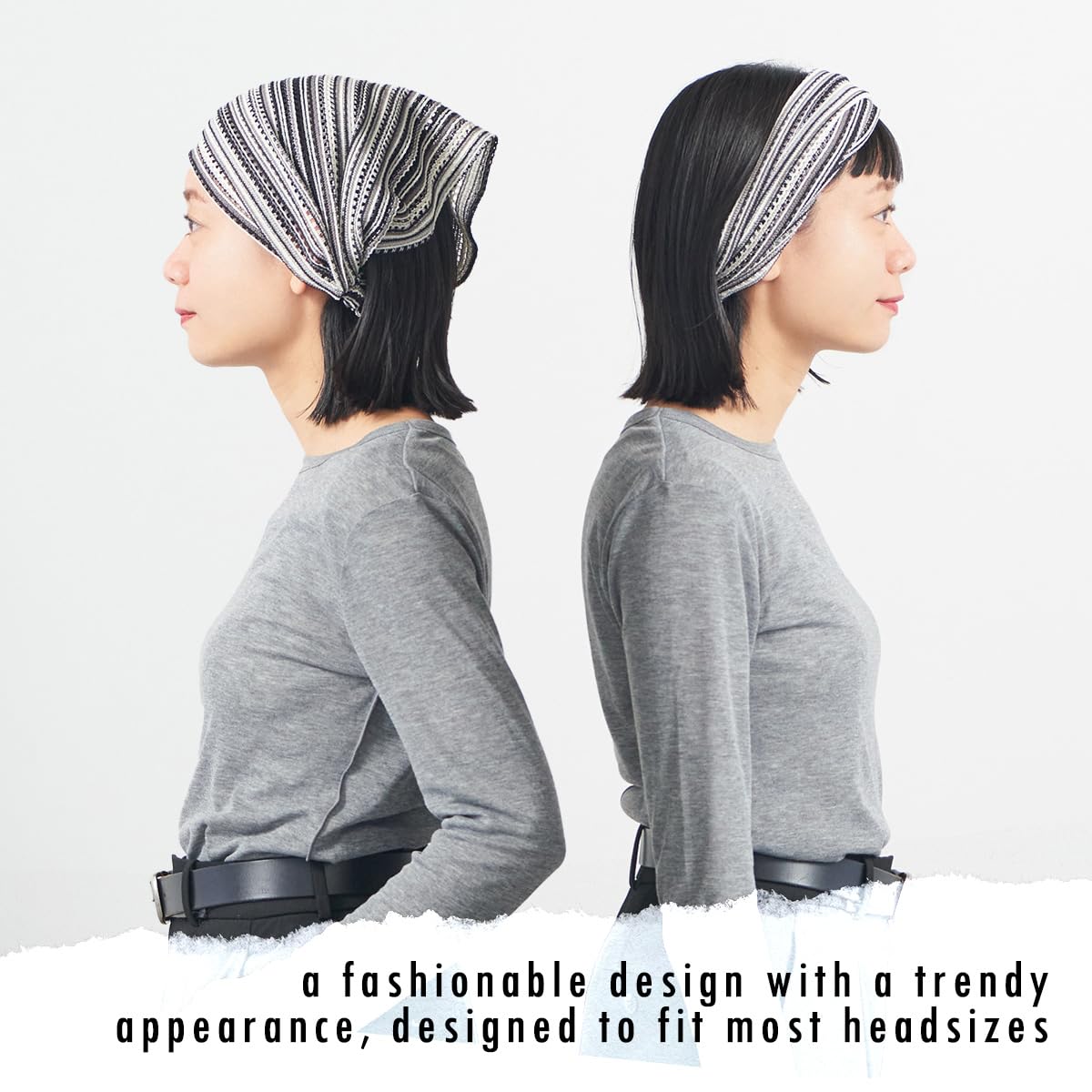 Breites Sommer-Stirnband für Damen & Herren, Leichtes Mesh Bandana, Häkel-Haarband Hipster Strick, Atmungsaktiver Crochet Schwarz