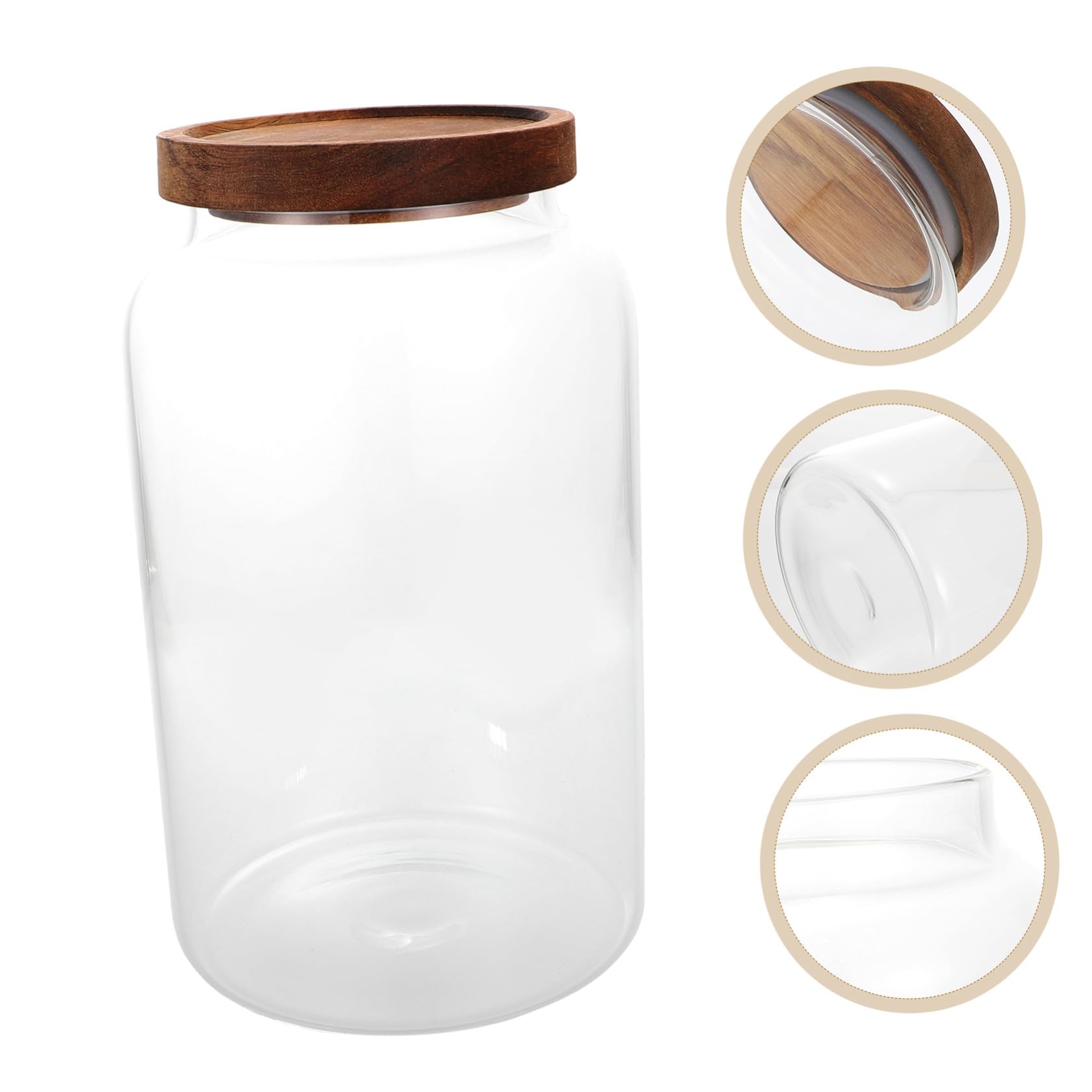 GARVALON Luftdichtes Vorratsglas 2,8 L aus Glas mit Holzdeckel Küchenaufbewahrungsbehälter für Tee Bonbons und Getreide