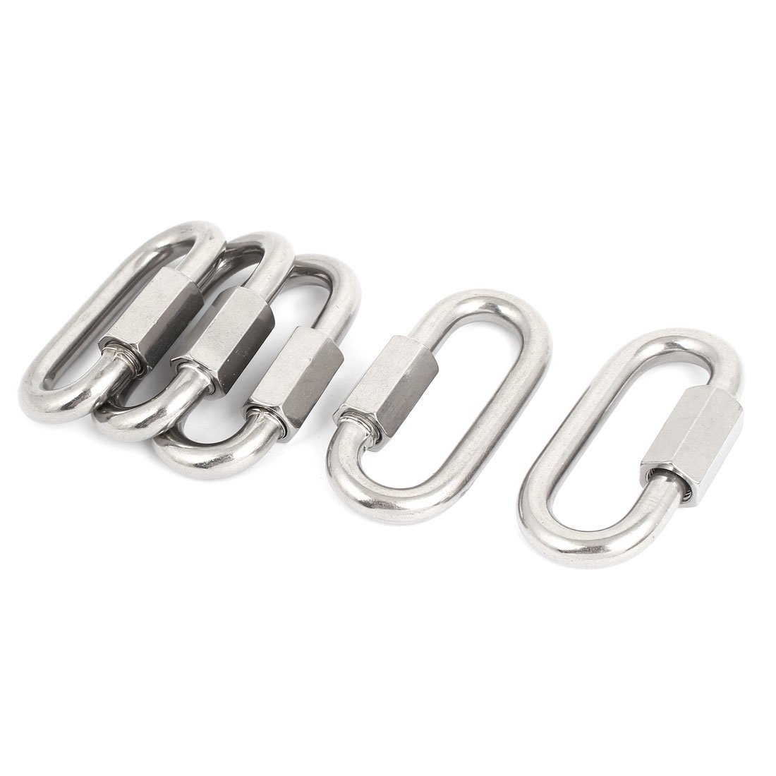 Aexit 10mm Thickness Stainless Steel Quick Oval Screwlock Link Lock Carabiner 5 Pcs (d69d04636f1bd5b1084b39d978d270e5)