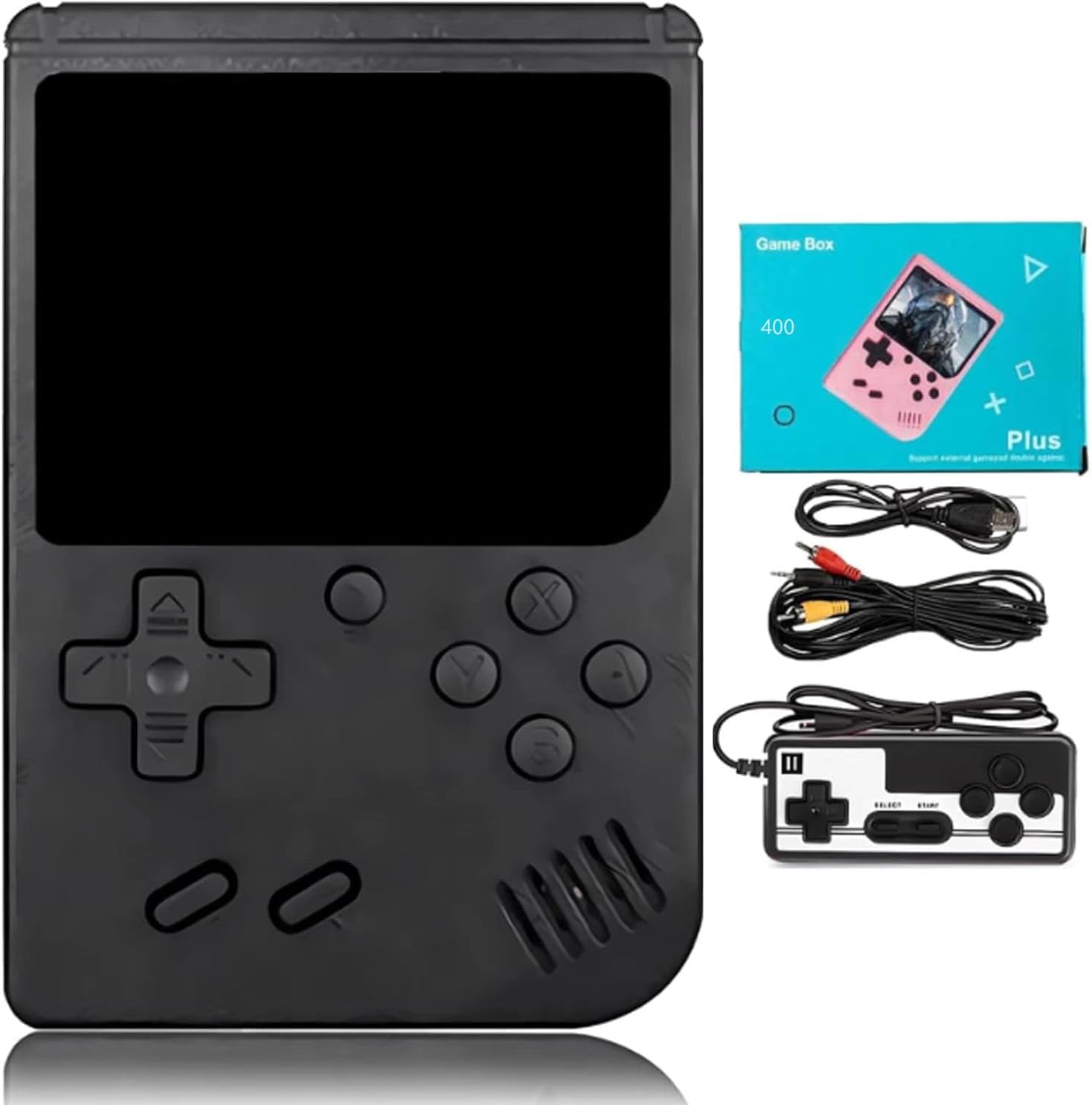 BVXZIOP Retro Handheld Game with 400 Classic Games , 3.0 Inch Screen Video Game Console Ideal for Kids, Supports TV Connection,with Game Controller, Support Two-Player Battle (Black)