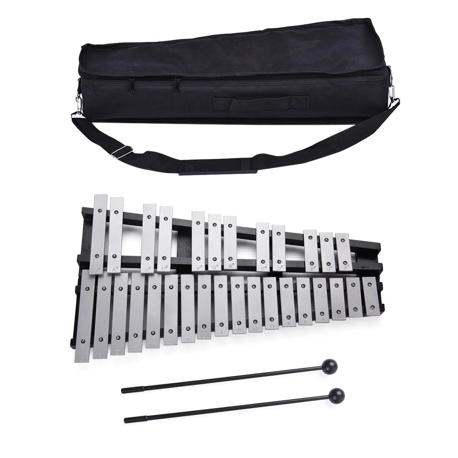 Instrumento Xilófono Adecuado Para Principiantes Profesionales 30 Notas Glockenspiel Xilófono Marco De Madera Plegable Barras De Aluminio