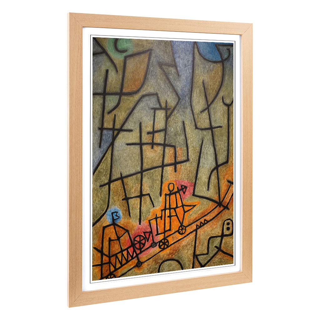 Big Box Art Framed Print of Paul Klee Conquest of The Mountain Design | Wall Art Picture | Home Decor for Kitchen, Living Room, Bedroom, Hallway, Oak, A2 / 24.5x18 Inch / 62x45cm