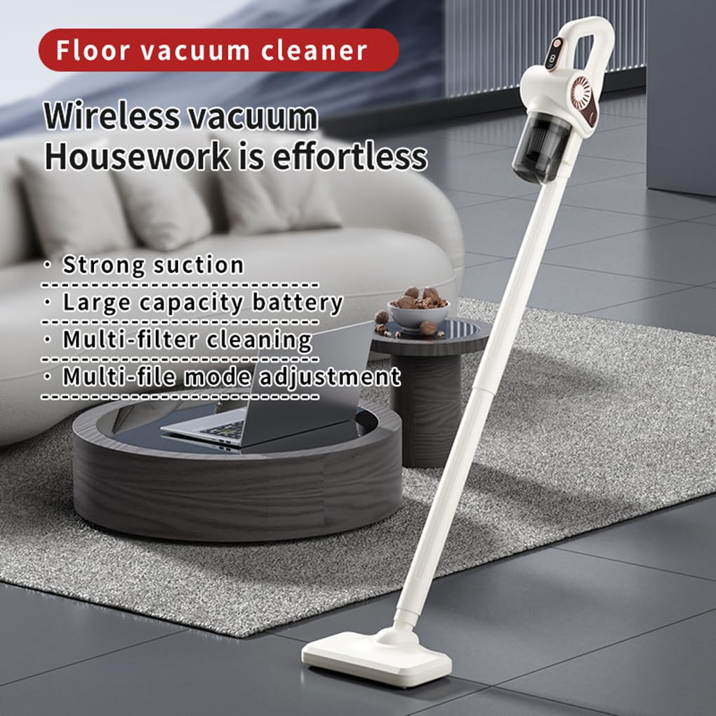 Aspirateur sans Fil 4 en 1, Puissance de 15 000 Pa, Compact,Blanc