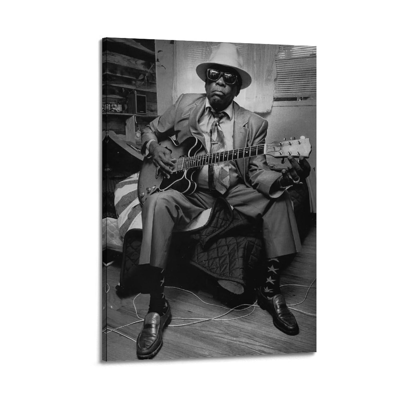 John Lee Hooker Star Poster Rock Hall of Fame Poster Rock Poster Singer Poster01 Poster Music Album Cover Poster Wall Art Decor Canvas Poster for Bedroom Artistic Poster Decoration Frame-style 24x36in
