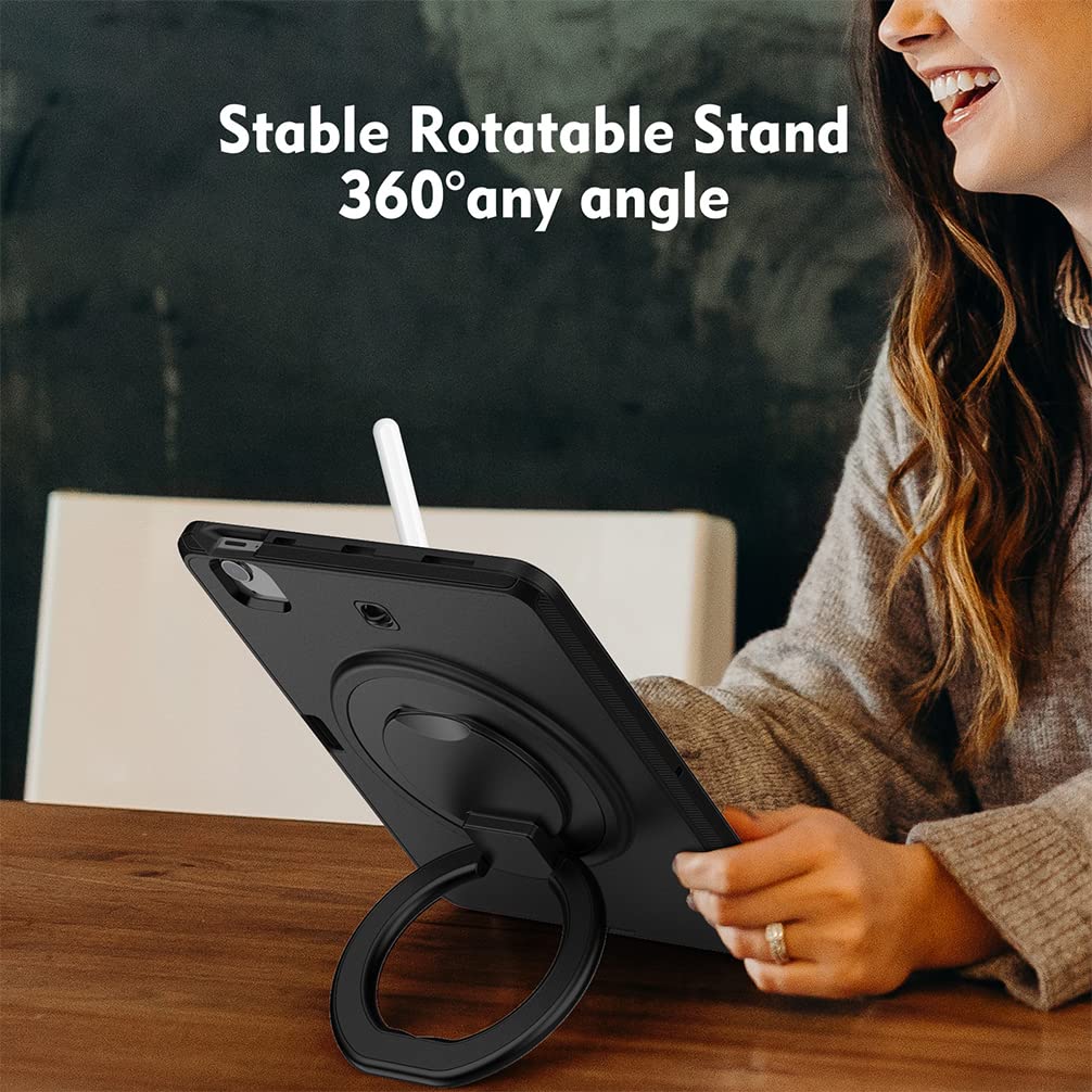 QYiD - Custodia per iPad Pro da 11 pollici 2018, pieghevole, in pelle PU, con supporto girevole a 360°, con funzione di accensione e spegnimento automatico, per iPad Pro 11 2018, colore: Nero