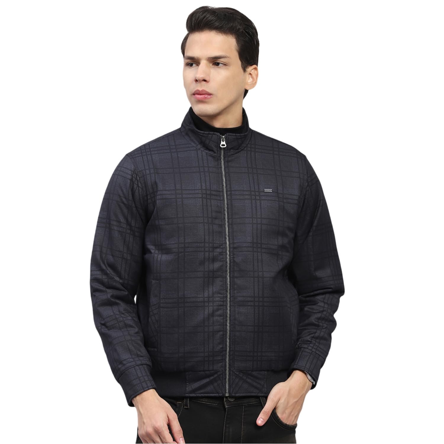 monte carlo Mens Self Design Mock Neck Full Sleeve Jacket (224066790)-picture-34