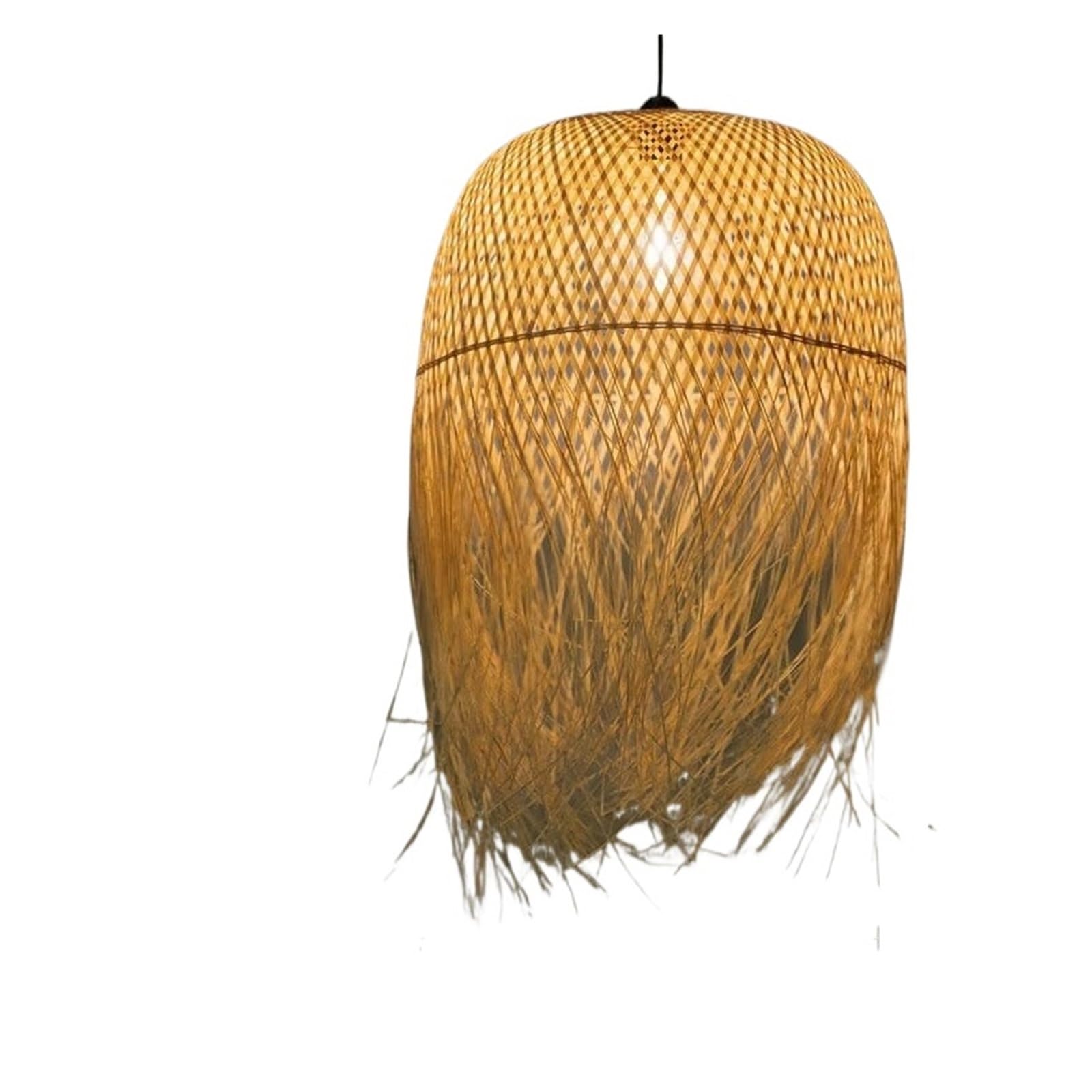 Akdjgfp Narrow Rattan Lampshade Handmade Wicker Lampshade Pendant Light, Rustic Woven Chandelier(Narrow)