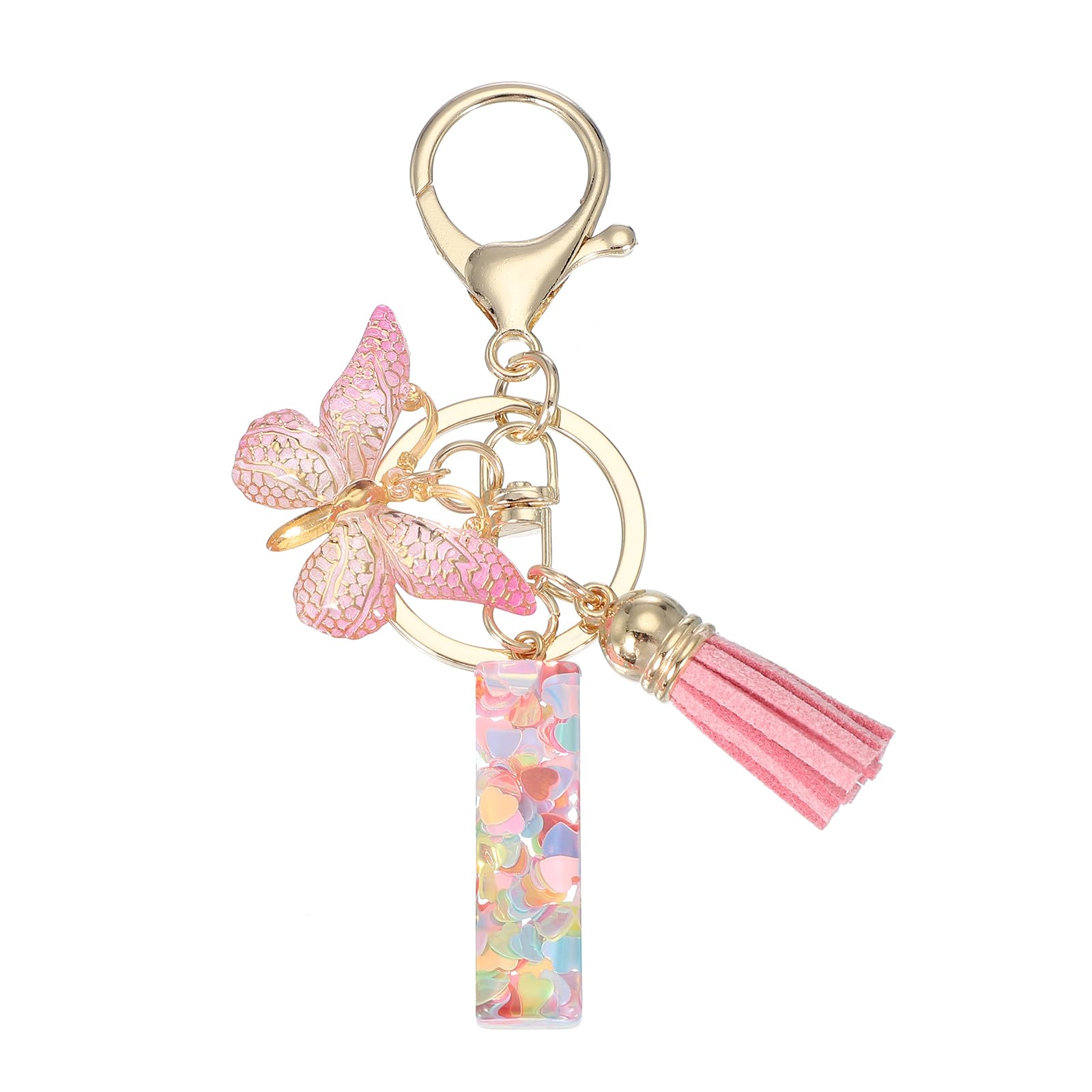 PATIKIL Alphabet Initial Letter Keychain, Resin Cute Keychains with Tassels Butterfly Letter Pendant Charm