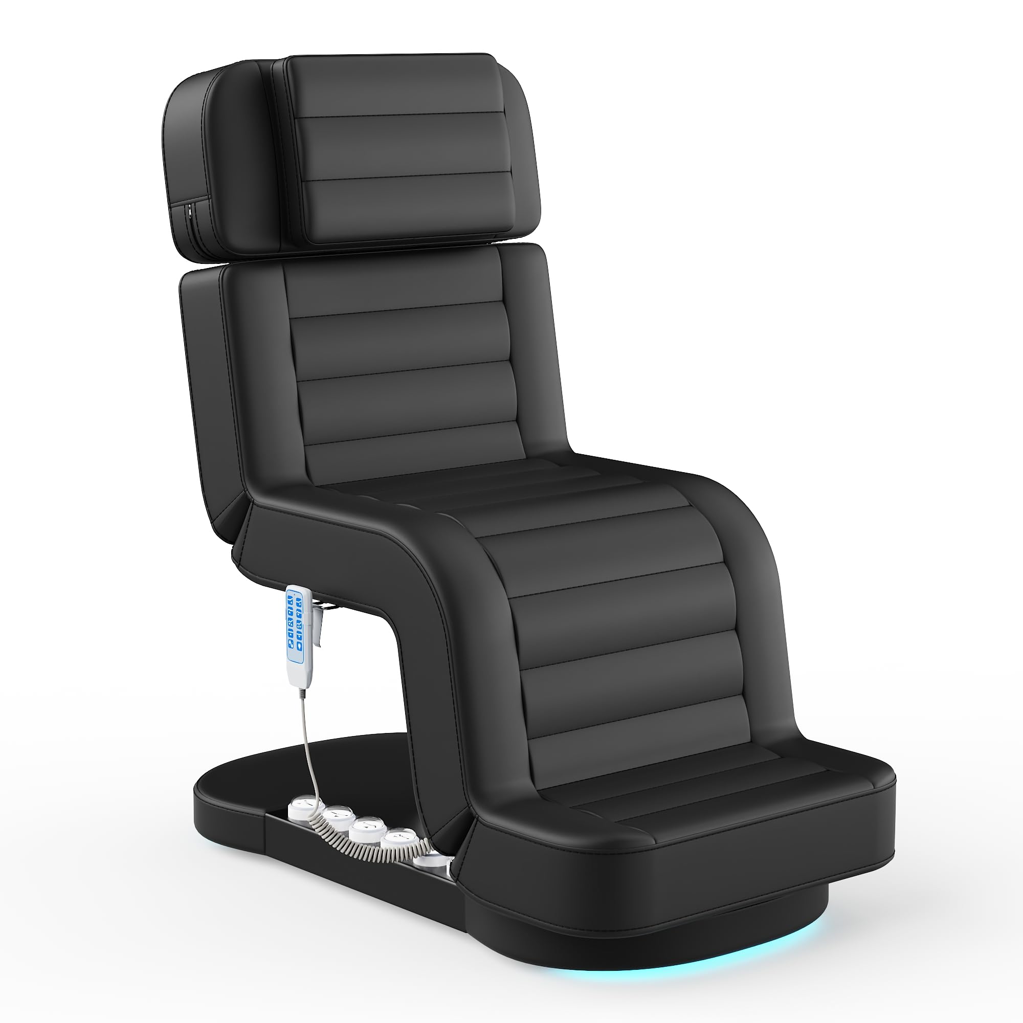 Fully Electric Spa Table/Chair with LED Light, 3 Motor Height, Backrest, Leg Support Adjustable for Massage, Facial, Medical, Tattoo, Waxing, Eyelash Extension, Beauty Salon and More - Black