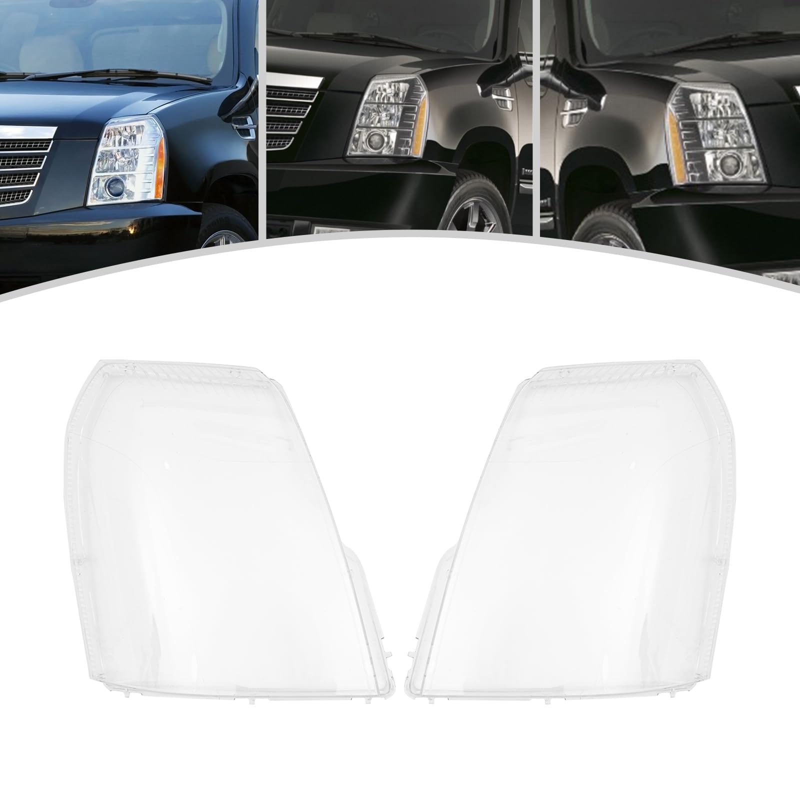 NTINGDE Pair Headlight Lens Cover Compatible with Cadillac Escalade 2007-2014 Front Left+Right Headlight Headlamp Cover Clear Headlamp Lens Cover Driver?Passenger Side