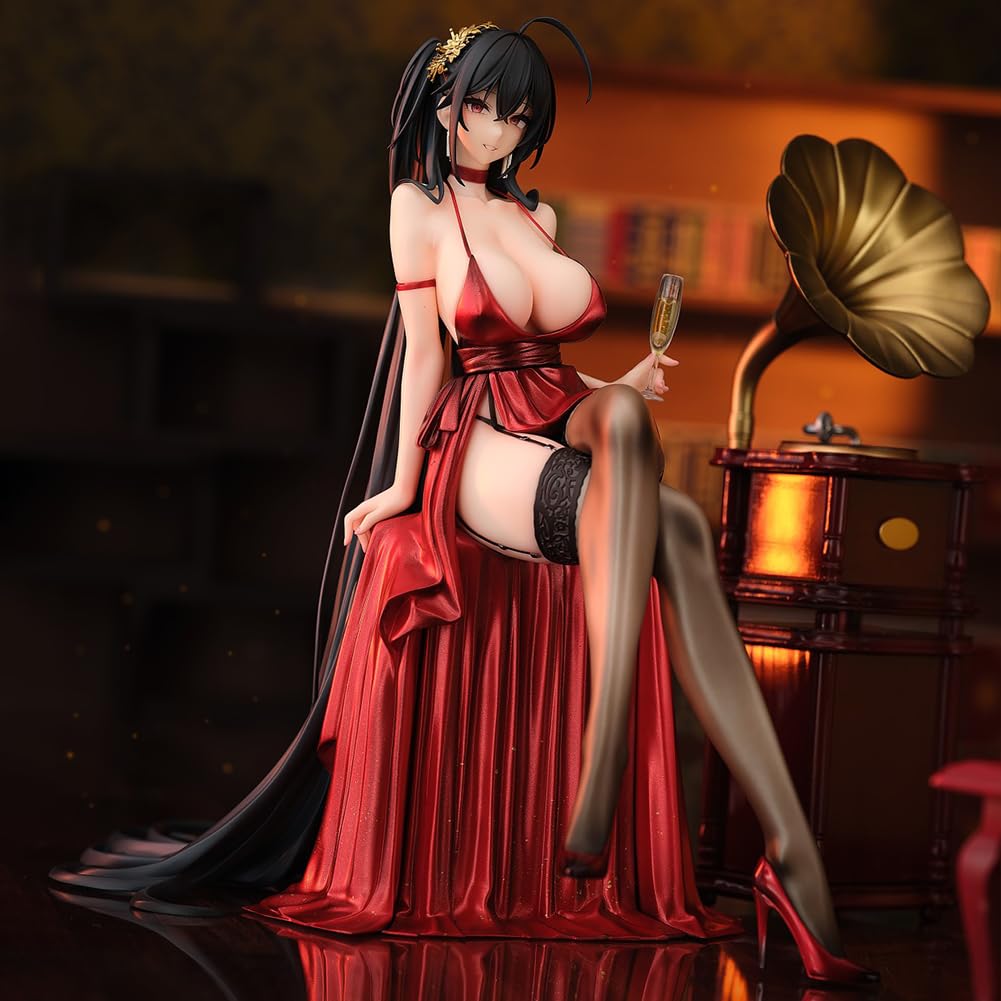 DEXSHUN IJN Taiho Figurine Anime Robe rouge IJN Taihō Position assise Modèle Statue PVC Décoration de bureau Objet de collection Cadeau 21 cm