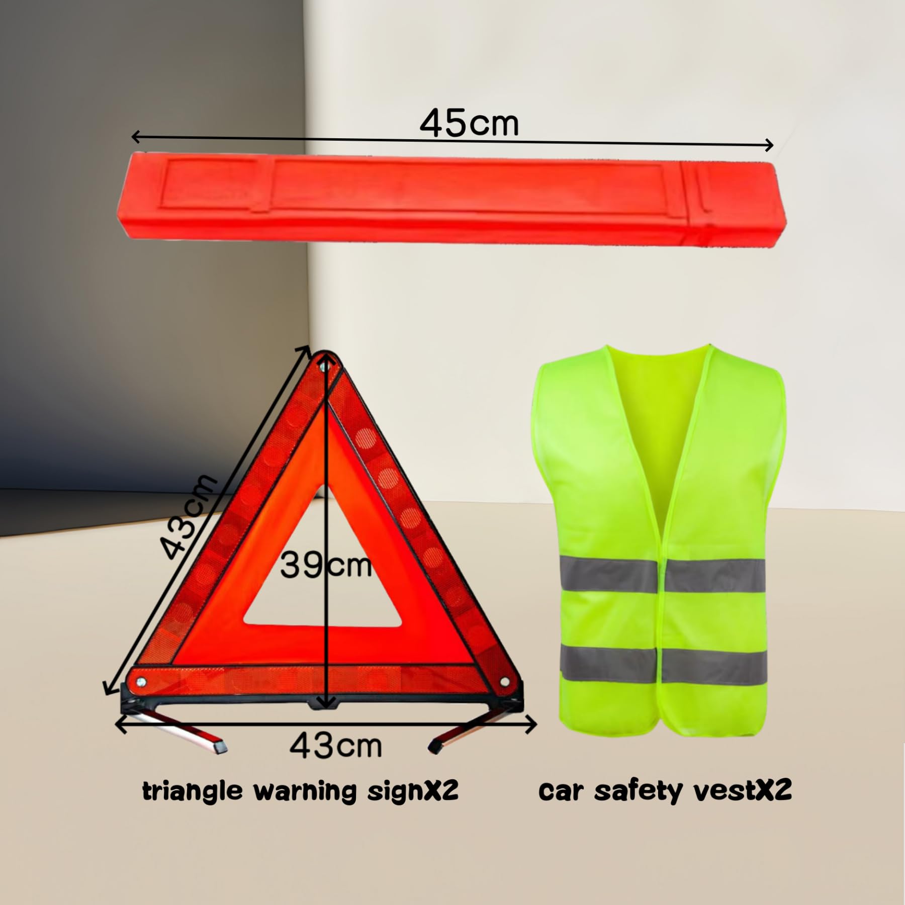 Triangle 6 en 1 et Gilet Jaune pour Voiture, Triangle de Voiture, Triangle de signalisation réfléchissant 360 degrés, Gilet de signalisation, Triangle Pliable