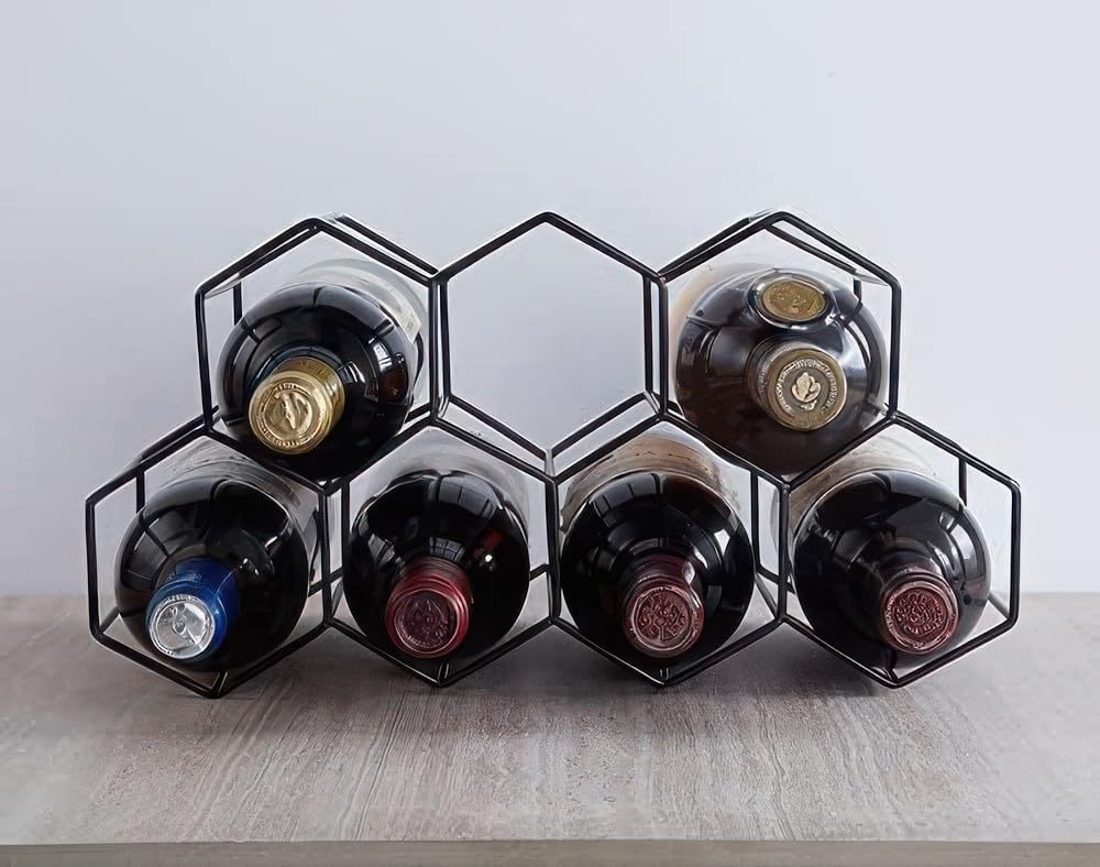 Portabotellas de vino 7 botellas de pie de metal diseño moderno