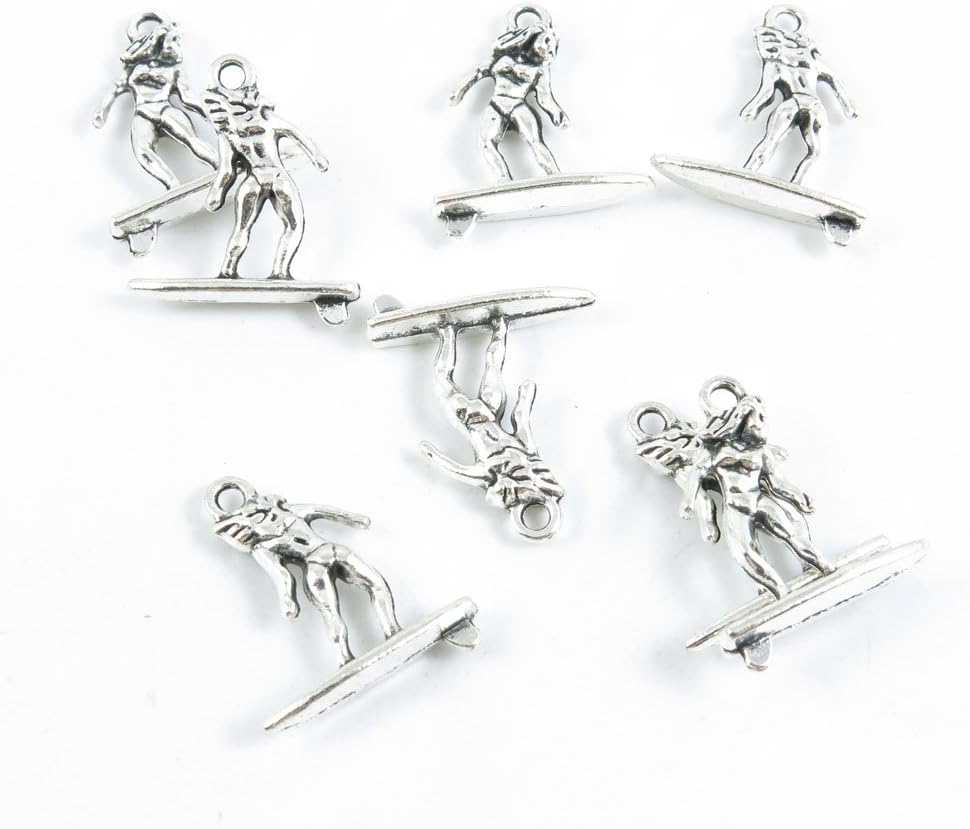 Price per 300 Pieces Antique Silver Tone Jewelry Making Charms Supply A1CU8 Surfing