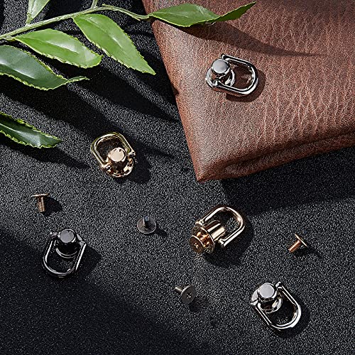 Image of GORGECRAFT 3 Colors D Ring Stud Screw Ball Post Head Buttons 360 Degree Rotatable Wallet Chain Connector for Wallet Strap Shoes Decoration DIY Leather Accessories(12PCS)
