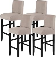 Vista 50 de SearchI - Juego de 4 fundas para taburetes de bar de jacquard, fundas elásticas y lavables para taburetes de bar, fundas para sillas de altura