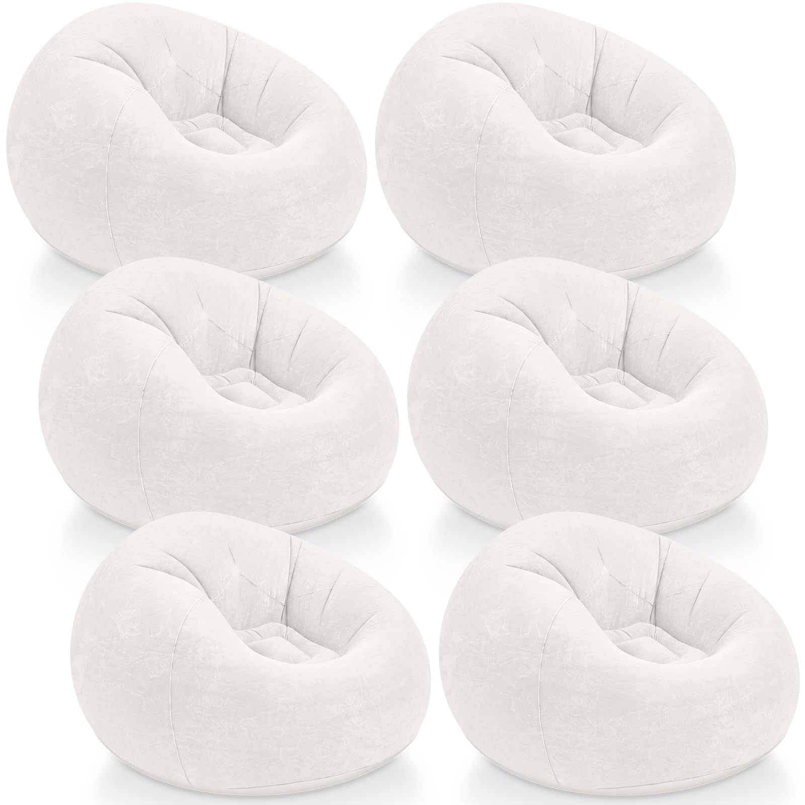 Realspring Inflatable Bean Bag Chairs,Beige,6 Pcs