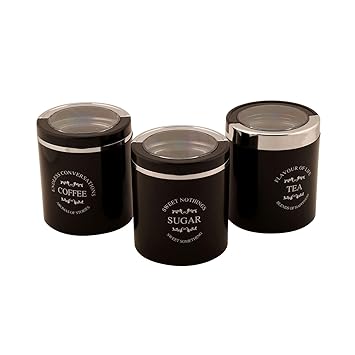 Jaypee Plus Classique 3 set of 3 Tea, Sugar & coffee container Black
