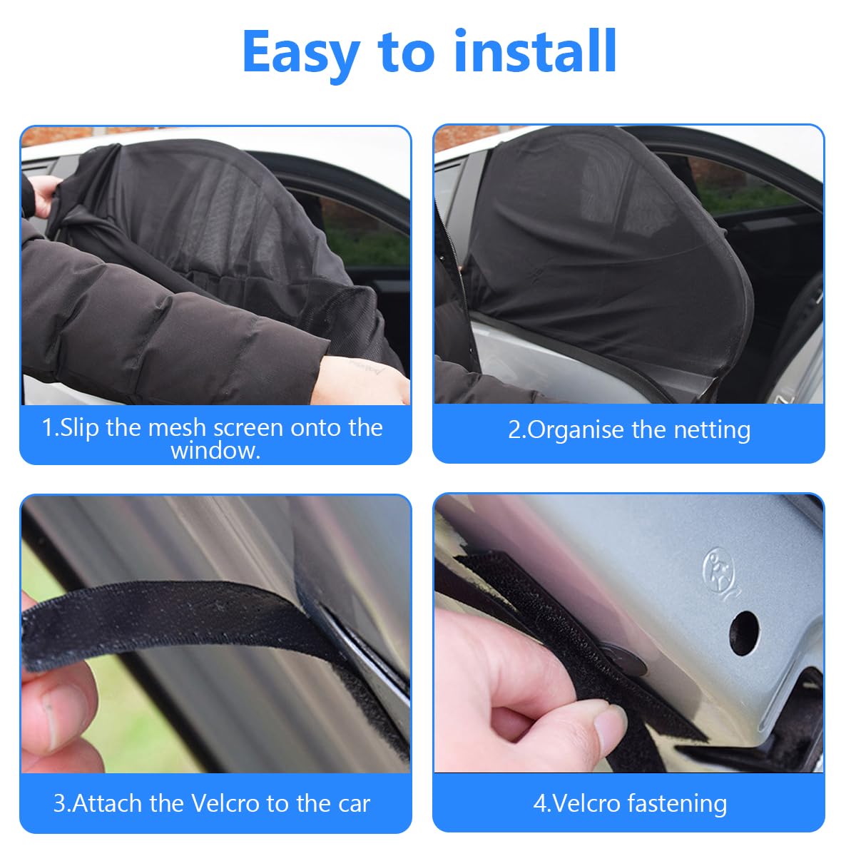 Protege A Tu Bebé Del Sol: Parasol Elástico Para Coche Con Protección UV (2 Uds.) - Ajustable, Transpirable Y Compatible Con El 99% De Vehículos