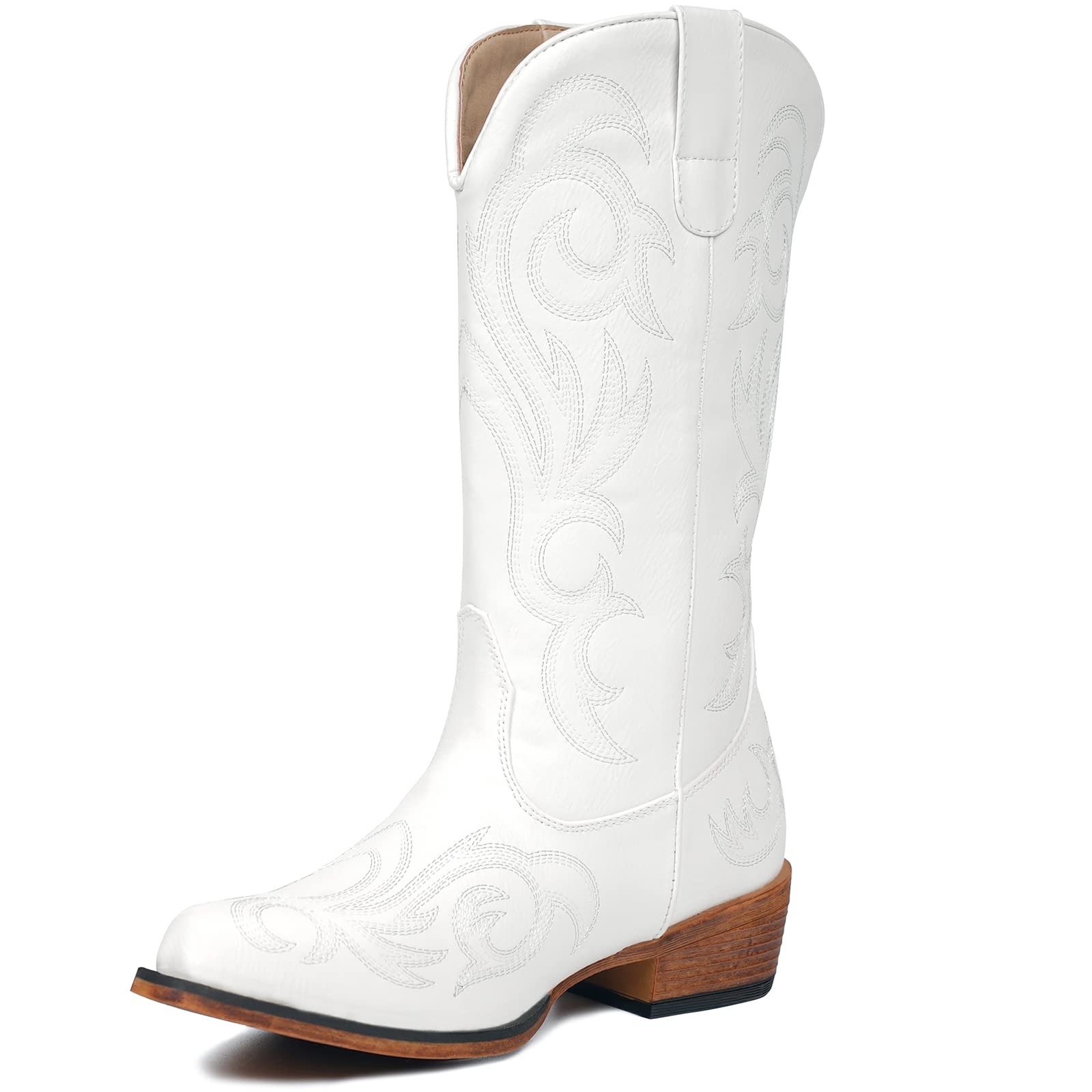 IUV Cowboy Boots For Women Mid Calf Cowgirl Boots Pointy Toe Western Boot