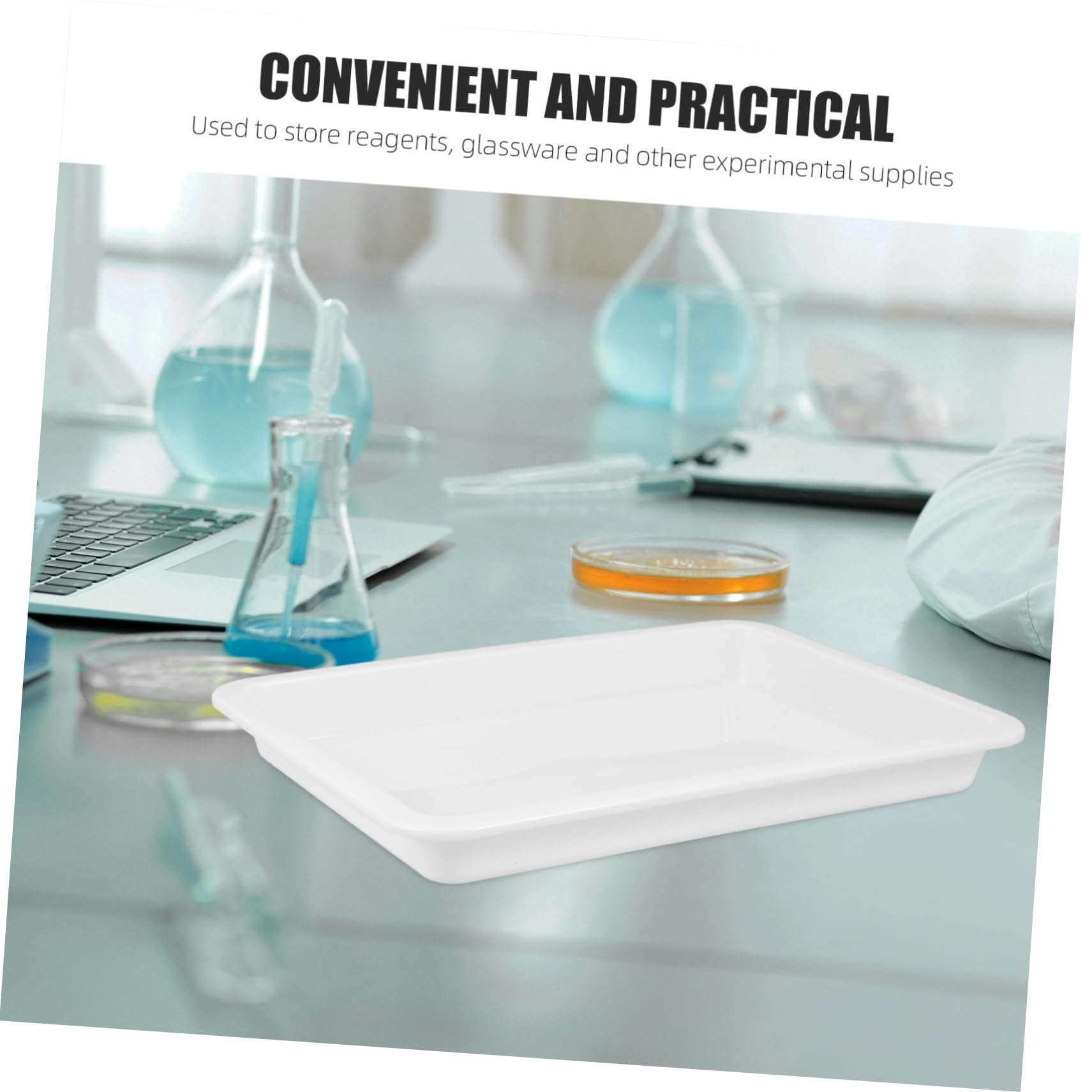 OSOLADY Storage Tray Lab Utility Tray Dissection Pan Laboratory Square Plate Experiment Tray Labs Dissection Tray Reagent Plate Chemical Reagent Tray Laboratory Plate Plastic White