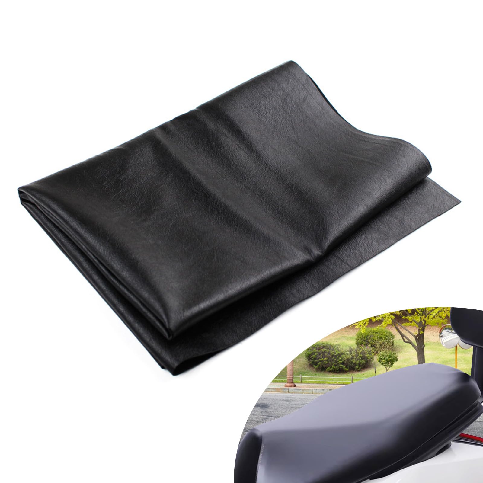 1 PC Motorcycle Seat Cover, 39.37" x 27.56" Elastic Leather Seat Protector, Waterproof and Wear-Resistant Seat Modification Accessories, Universal Motorcycle Scooter Electric Vehicle (Black)