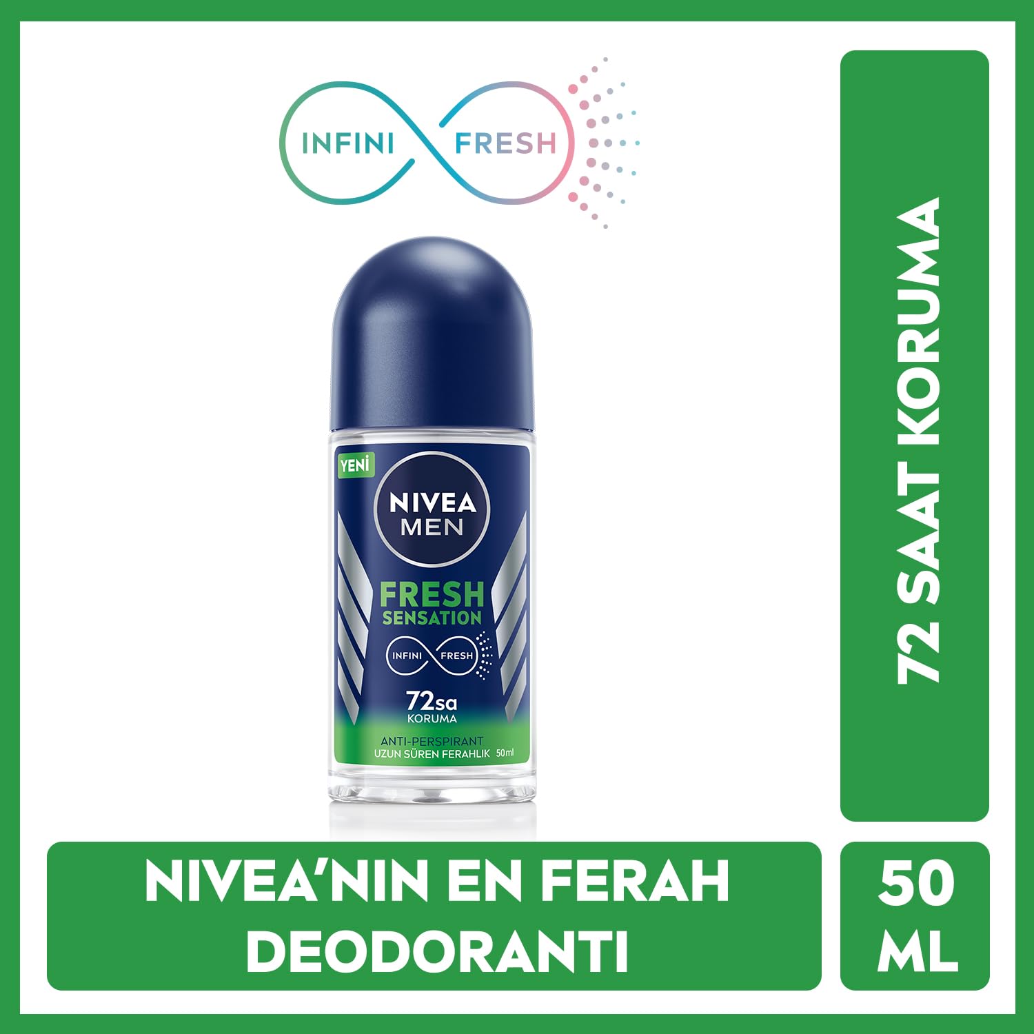 Nivea Men Fresh Sensation Roll on Deodorant 50 ml,72 Saat Anti-perspirant Koruma ve NIVEA Men Erkek Roll On Deodorant Deep Dimension 72 Saat Anti-Perspirant Koruma (50 ml)