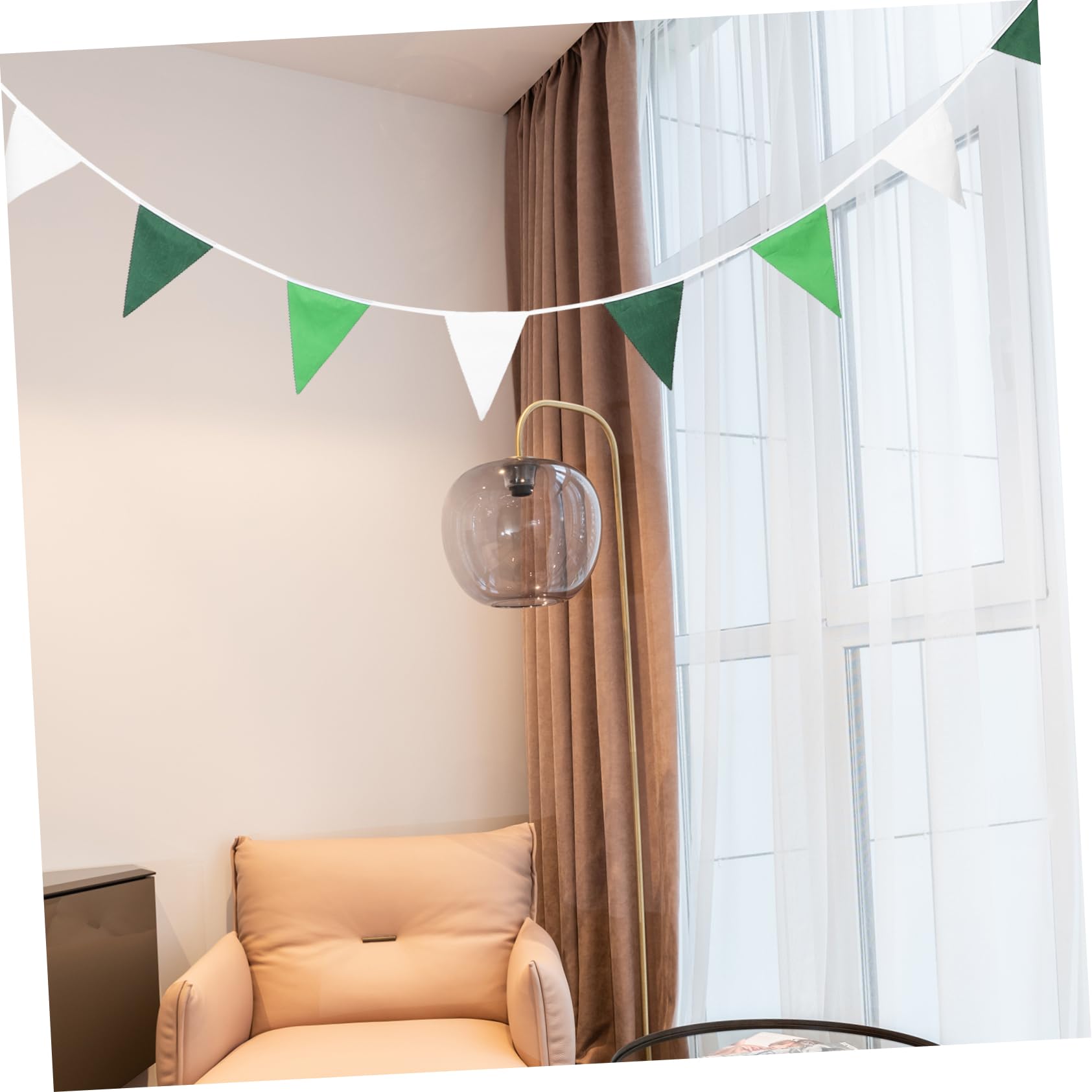 HANABASS 3 Pièces Bannière Fanions Triangle Polyester Solide pour Décoration Mariage Anniversaire Garçon Fille Shower Jardin Photo Background Vert Dégradé