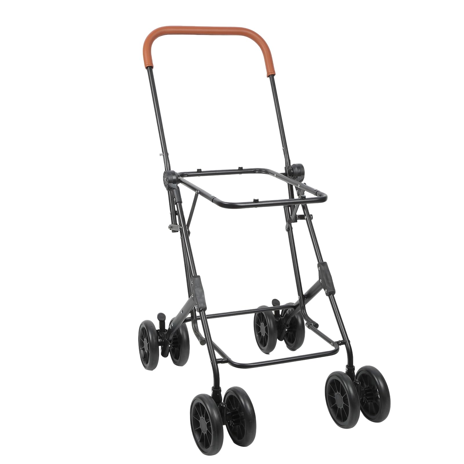 Faltbarer Transportwagen für zwei Tiere bis zu 15 kg pro Tier Transportbox Transporttasche Hundekäfig 4 stoßdämpfende Räder (Braun)
