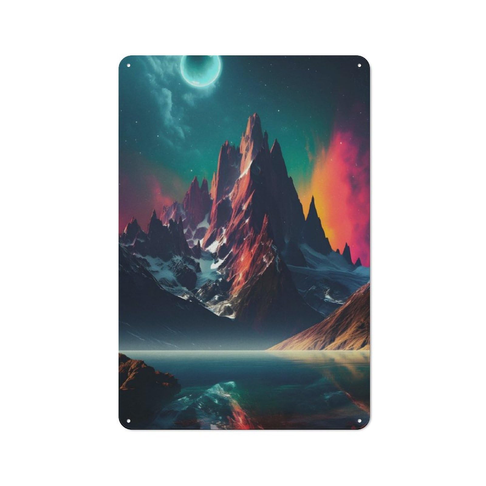 Junmoney Mountains In The Lake Retro Tin Wall Plaque 30X20cm For Studio Or Craft Room, Winter Wall Decor For Creative-Space Collectors