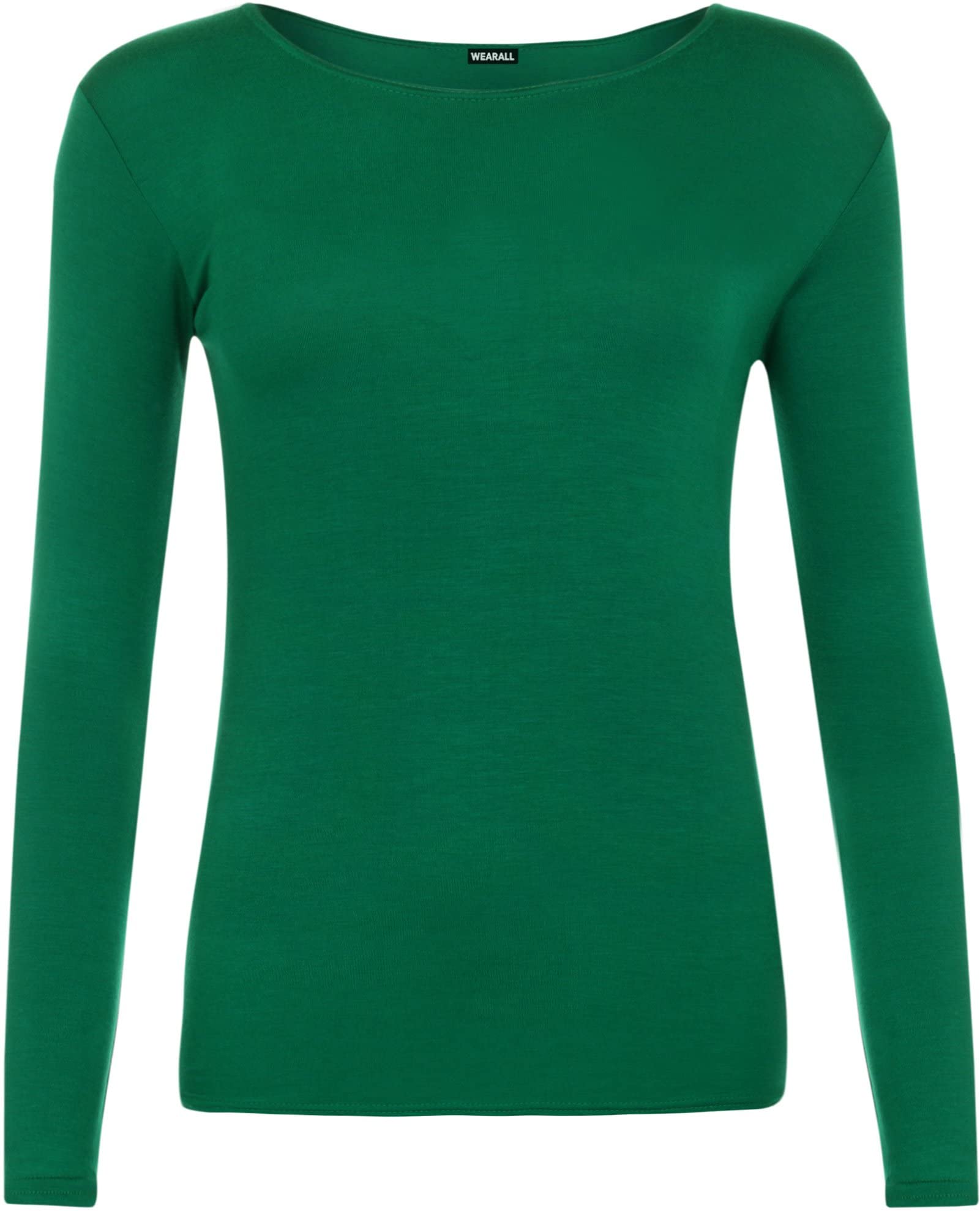 Wearall Women's Jade New Plus Size Long Sleeve T-Shirt Stretch Plain Top Sizes 20-22