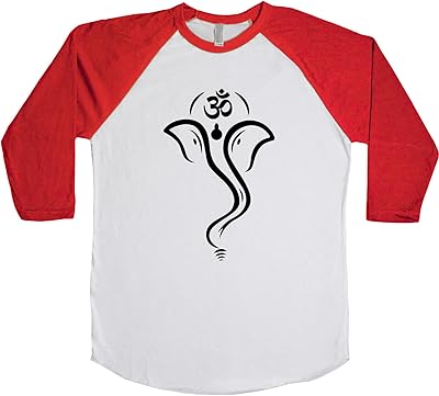 Shirtgoals [Om] Elephant Unisex Baseball Long Sleeve Tee White-Red X-Small