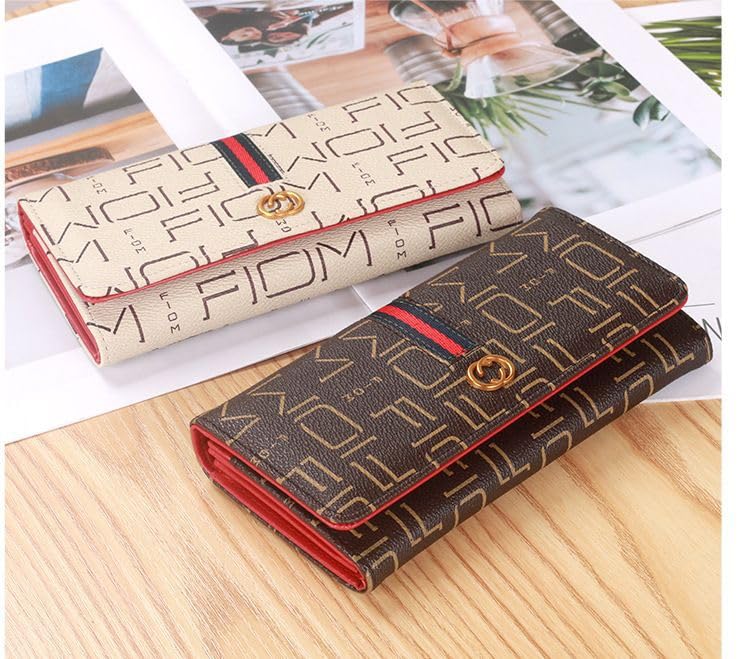 Leather Wallet for Women Slim Designer Trifold Ladies Credit Card Holder Beige2