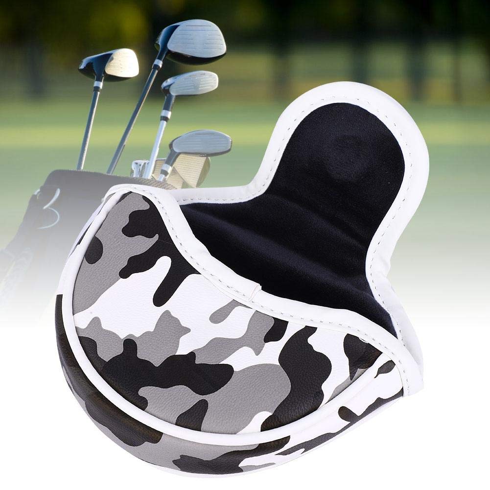 chengong Nakrycie głowy do klubu golfowego, półokrągła osłona na puttera, wodoodporna klamra magnetyczna ze skóry PU 13 x 9 x 3 cm dla początkujących miłośników golfistów i klubów pole (kamuflaż szary)