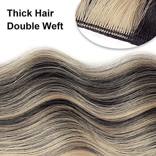 Vigorous Wavy Hair Extension Black Mix Blonde Long Clip In Hair Extensions Soft Synthetic Hairpieces For Women #TOP6