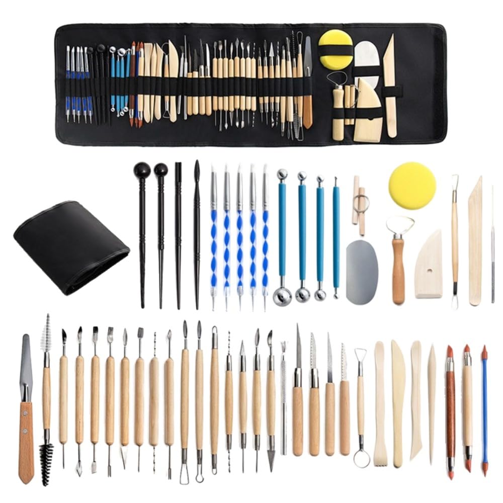 Pottery Clay Tools 52 Piece Set Silicone Tips Dot Pen Carving Modeling Kit