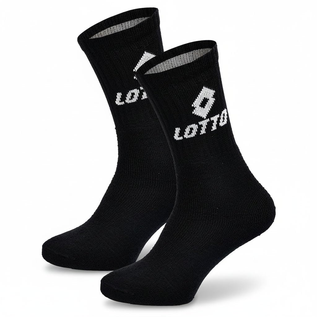 LOTTO – Pack économique 20+1 paires de chaussettes sport homme – Mi-mollet Crew – Coton respirant, maintien confortable, logo officiel